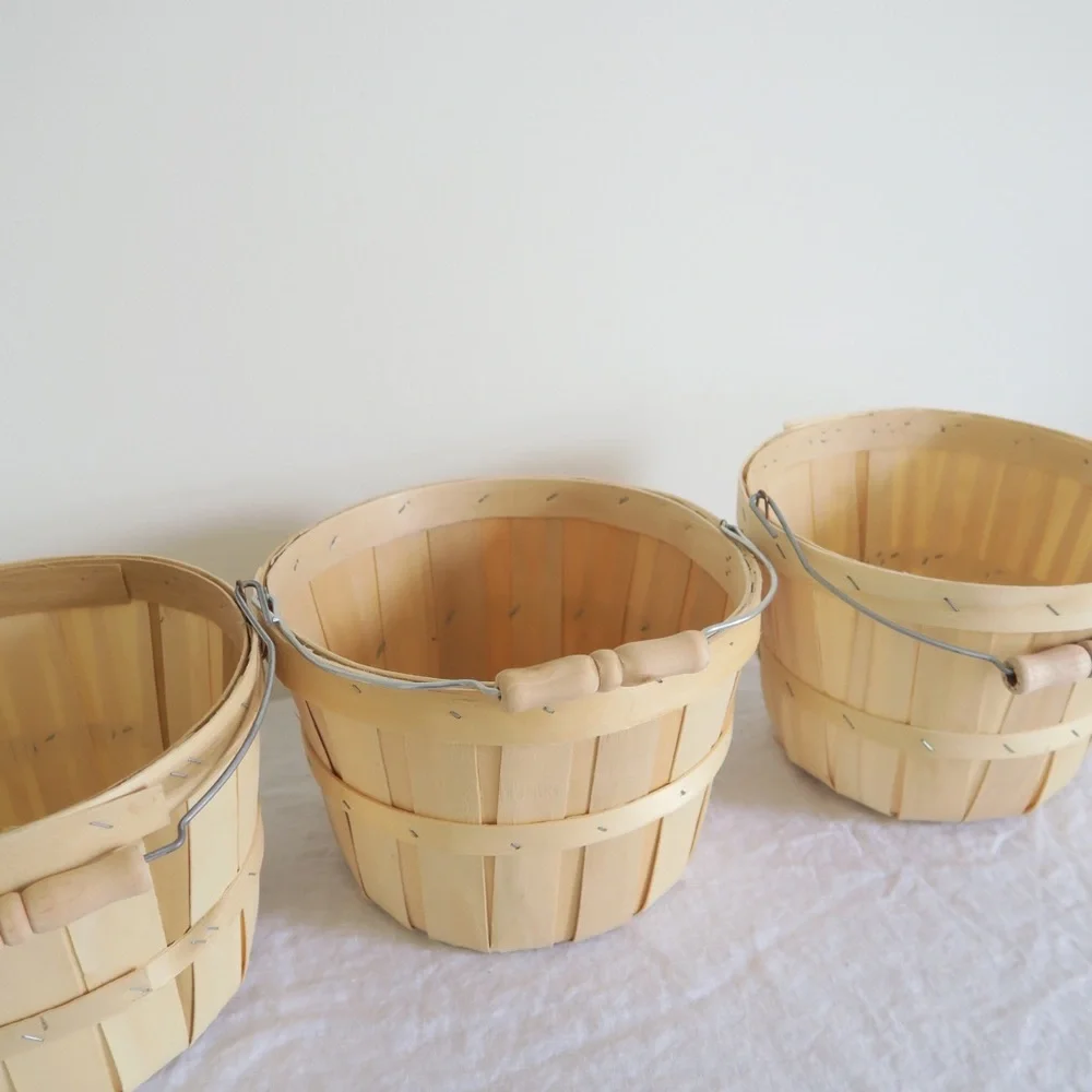 Set of 5 Wooden Produce Baskets 🍎🍊🍋